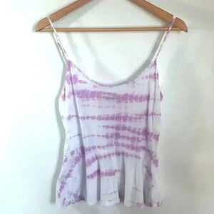 Guess Purple White Tie Dye Peplum Tank Sleeveless Women's Size S